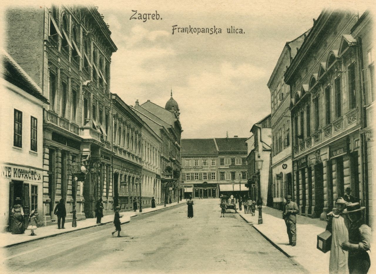 Frankopanska ulica oko 1905.-1910. godine, razglednica